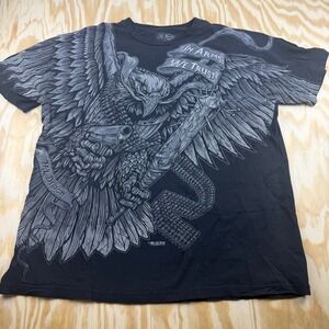 7.62 Design In Arms We Trust Eagle Graphic Tee Mens XL Black 2009 Y2K Shirt
